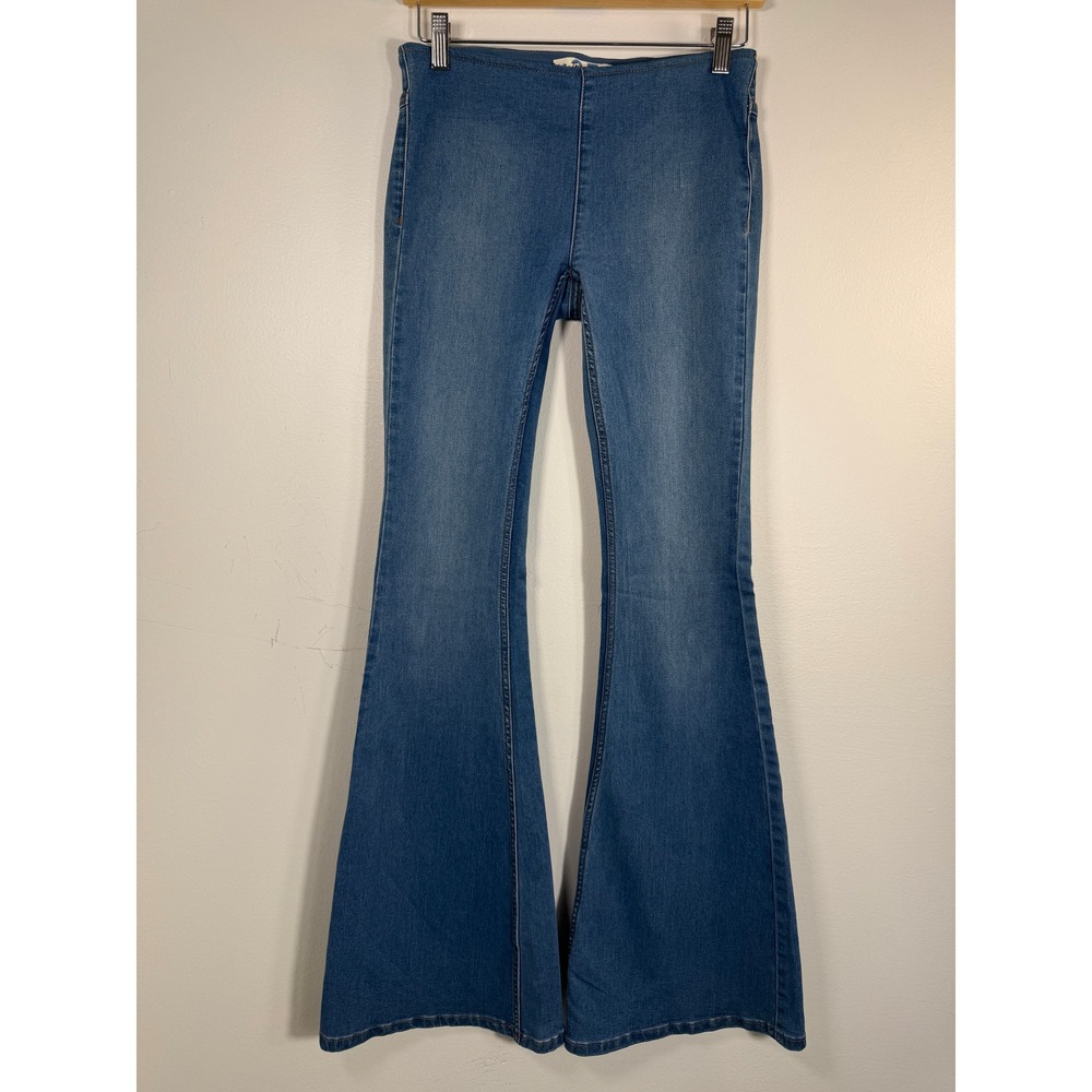 We The Free Free‎ People Penny Pull On Flare Jeans Fit 27 Blue Mid Wash OB542650
